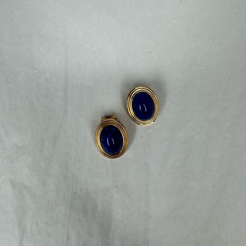 Christian Dior Lapis Earrings - Picture 2 of 7
